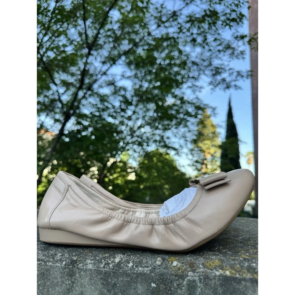 Cole Haan Tali Bow Ballet Flats Women's 11B Maple Nude Leather Grand.OS D43263